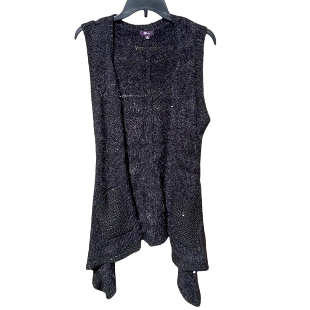 Lily Fuzzy Sweater Vest with Sequin embellishment  - L